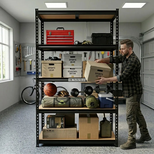 5-Tier Garage Shelving Rack with Slim Depth Metal Frame