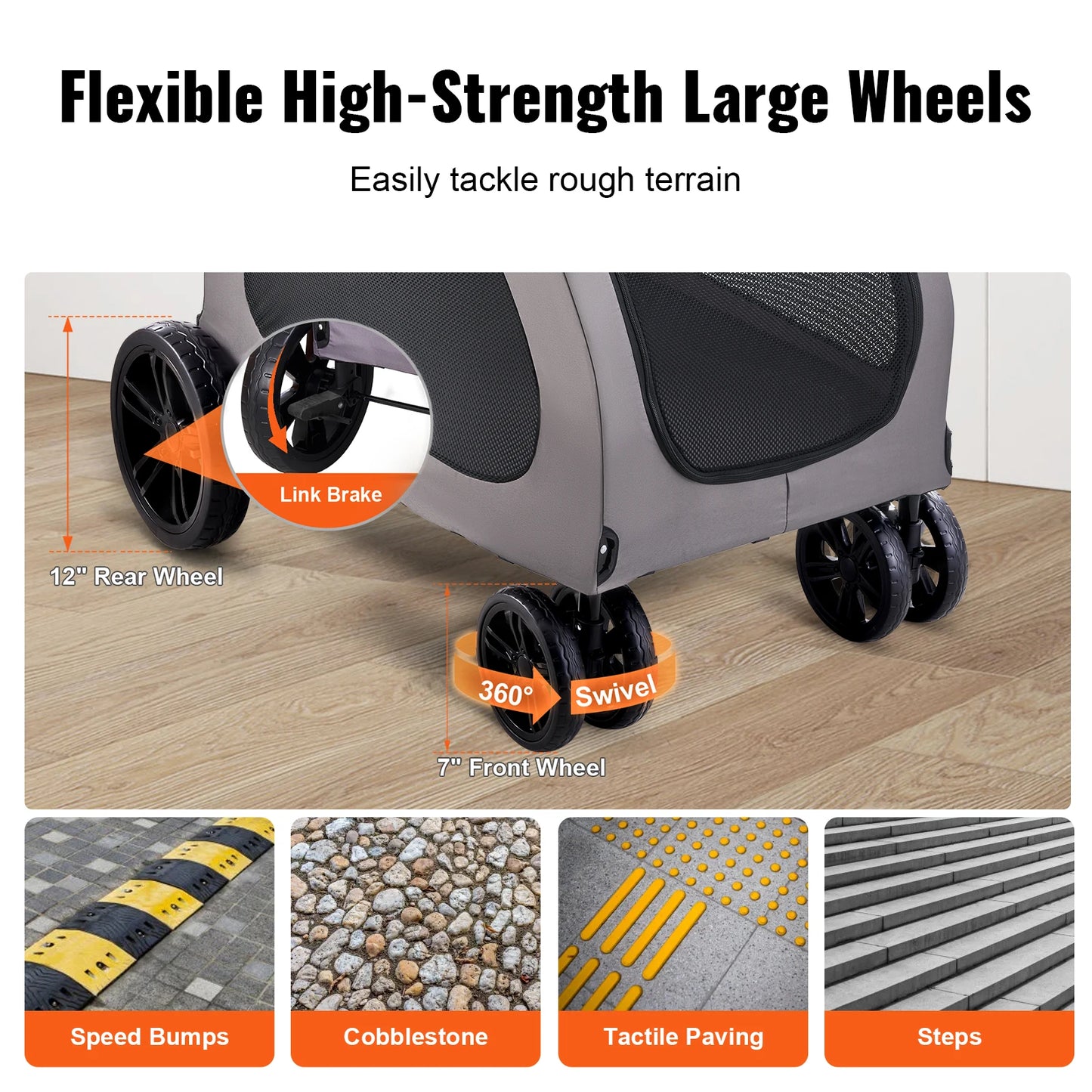 Heavy-Duty Pet Stroller Carrier – Large Dogs & Cats