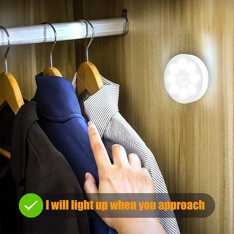 Motion Sensor LED Night Light – USB Rechargeable Round Lamp - EverGrowMarkeplace