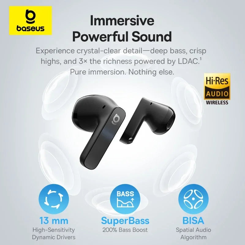 Wireless ANC Earbuds With LDAC Hi-Res Audio and Deep Bass
