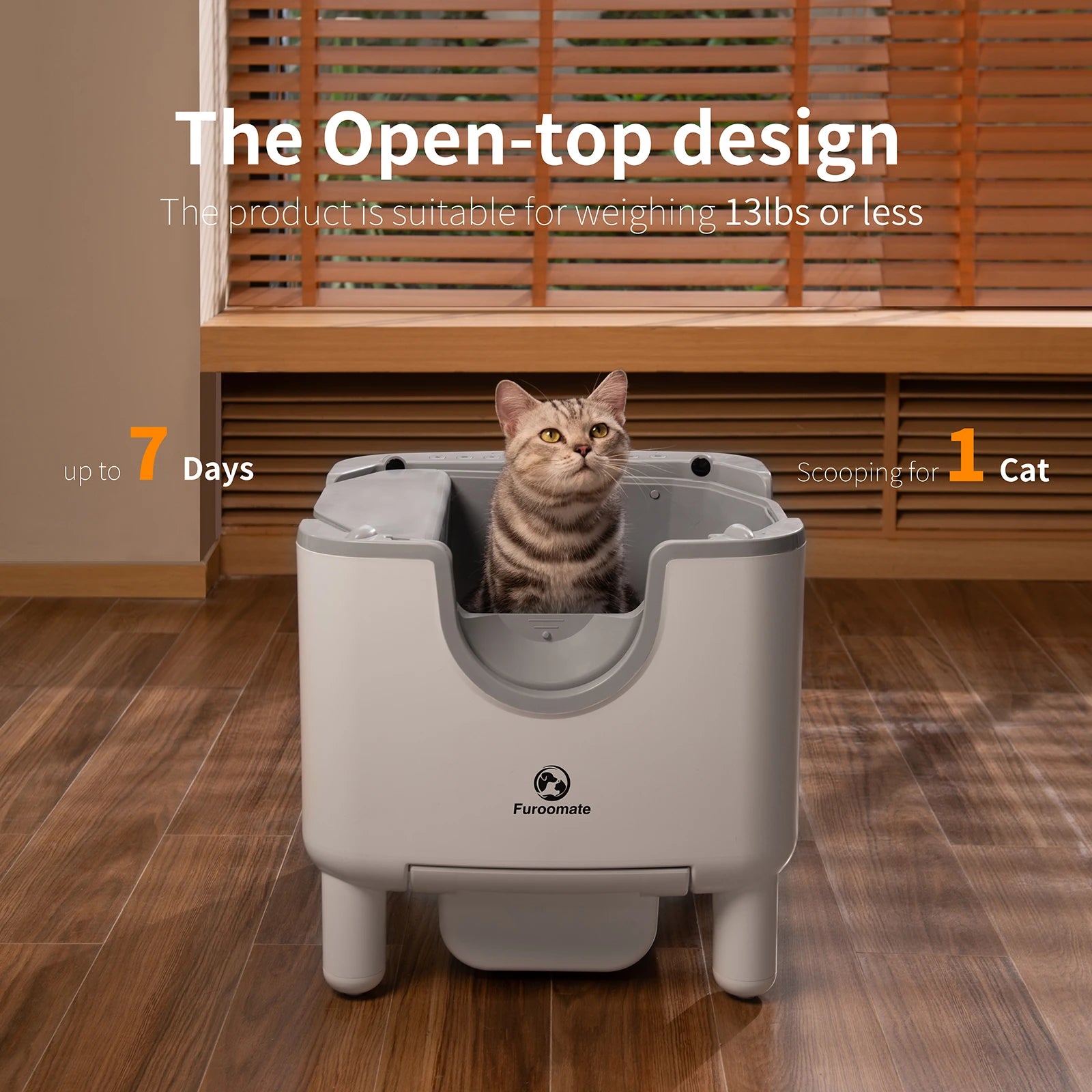 Open-Top Self-Cleaning Cat Litter Box – Automatic Odor Control