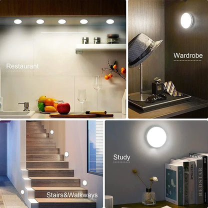 Motion Sensor LED Night Light – USB Rechargeable Round Lamp - EverGrowMarkeplace