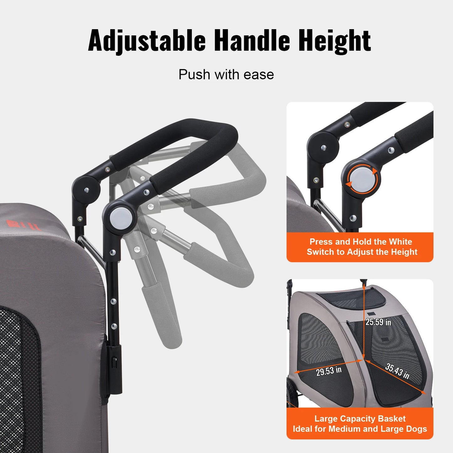 Heavy-Duty Pet Stroller Carrier – Large Dogs & Cats