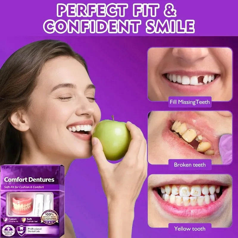 Comfort-Fit Upper And Lower Natural Denture Set - EverGrowMarkeplace