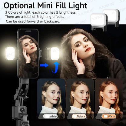 AI Tracking Selfie Stick Tripod – 360° Rotation, 64in