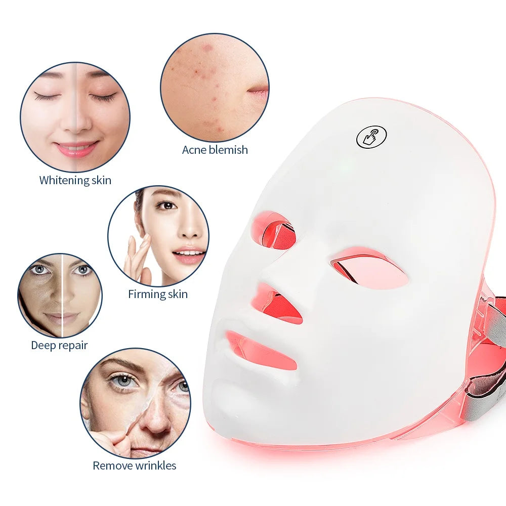 Rechargeable 7-Color LED Facial Mask For Skin Rejuvenation - EverGrowMarkeplace