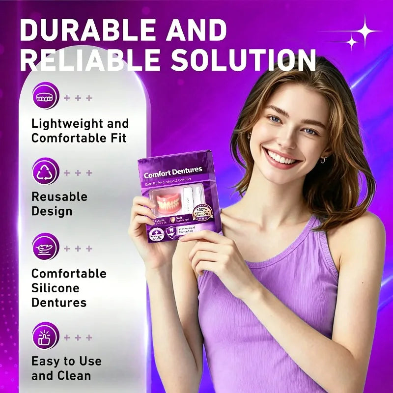 Comfort-Fit Upper And Lower Natural Denture Set - EverGrowMarkeplace