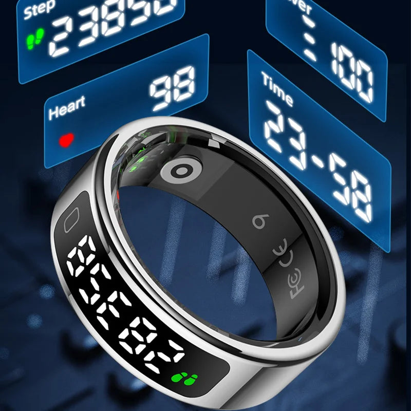 Smart Fitness Ring With LED Screen And Health Tracking