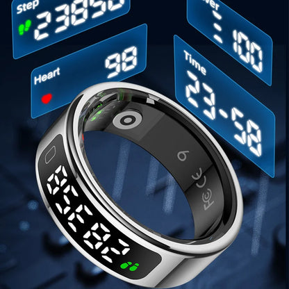 Smart Fitness Ring With LED Screen And Health Tracking