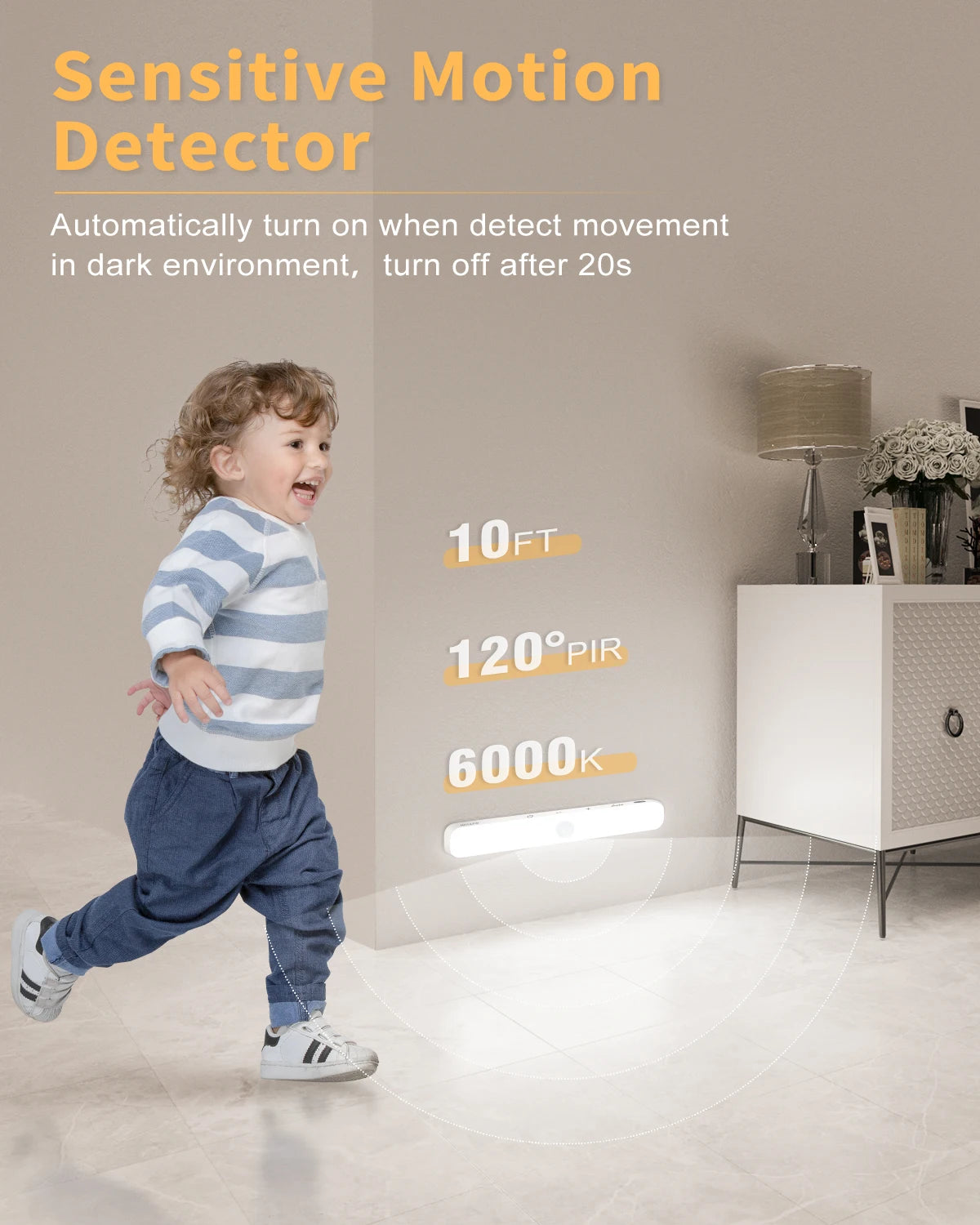 Motion Sensor LED Cabinet Light Bar – Rechargeable - EverGrowMarkeplace