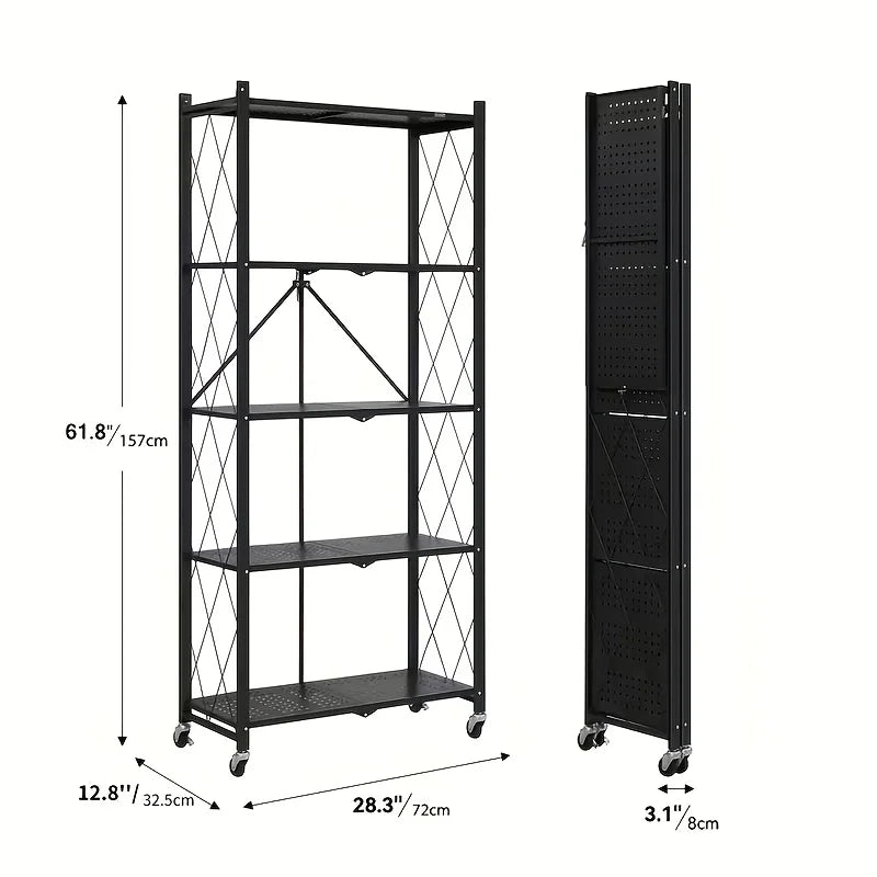 Foldable Metal Storage Shelving Unit with Wheels