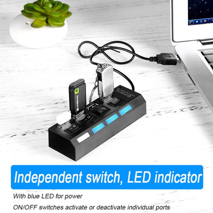 High-Speed USB 2.0 Hub Adapter With Individual Switches