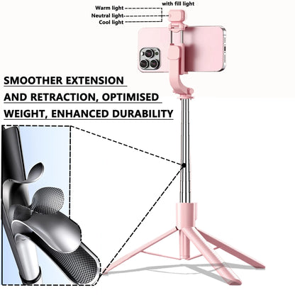 Aluminum Selfie Stick Tripod With Fill Light & Remote