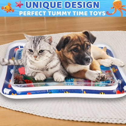 Inflatable Water Play Mat for Pets with Floating Toys
