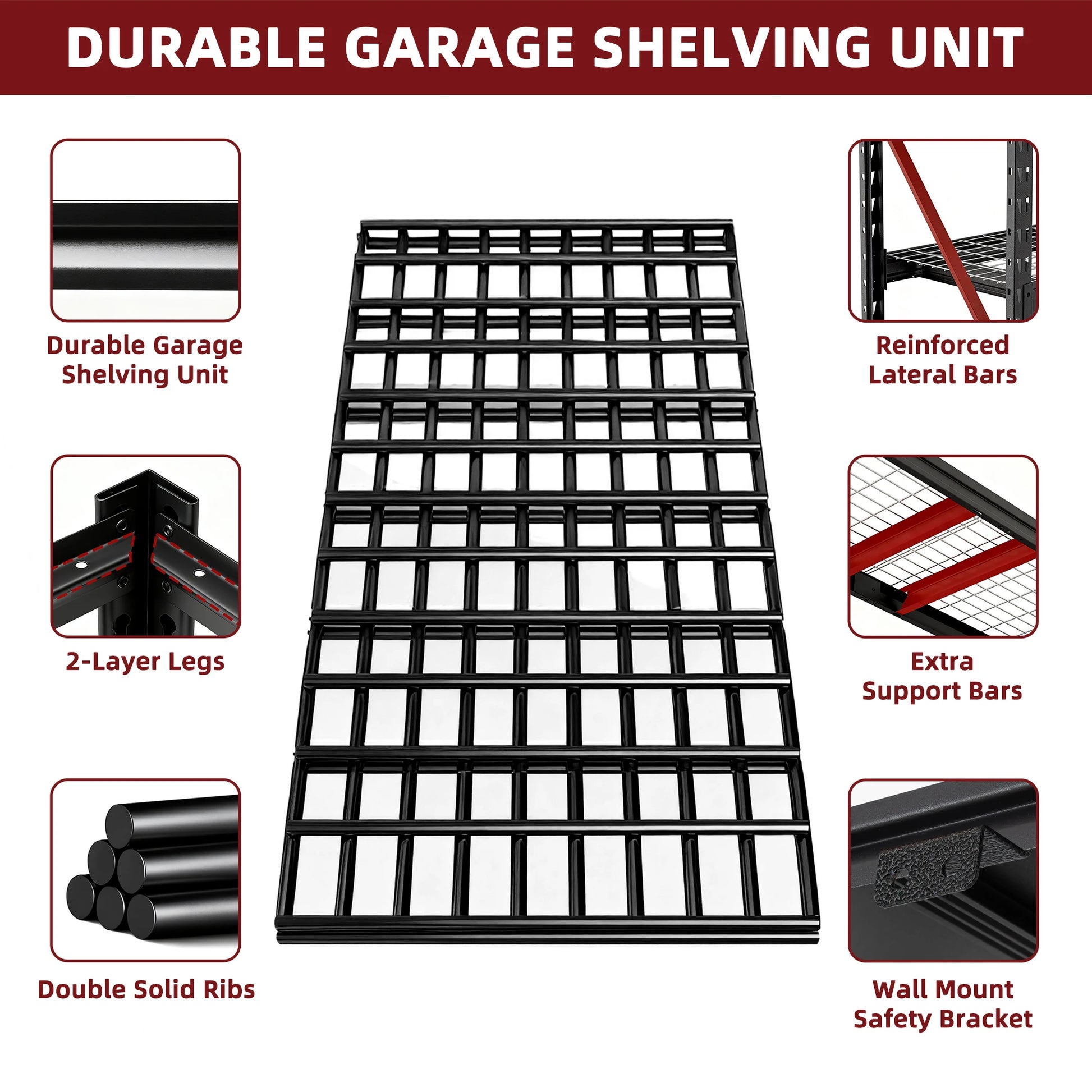 Heavy Duty Metal Storage Rack 5-Tier Adjustable Shelf