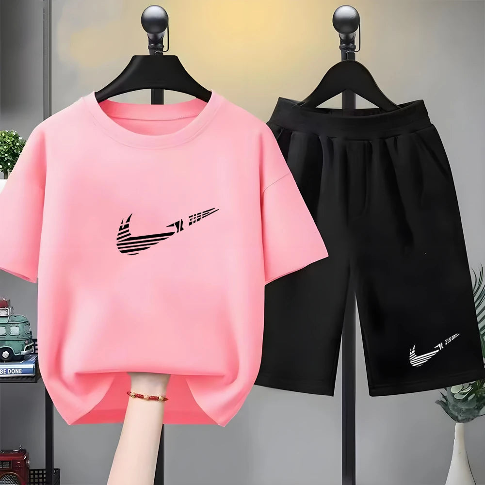Kids Summer Short Sleeve T-Shirt and Shorts Set