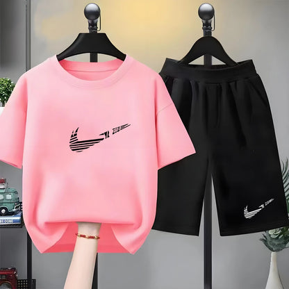 Kids Summer Short Sleeve T-Shirt and Shorts Set