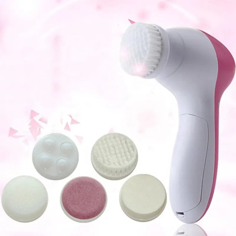5-in-1 Electric Facial Cleansing Brush With Massager