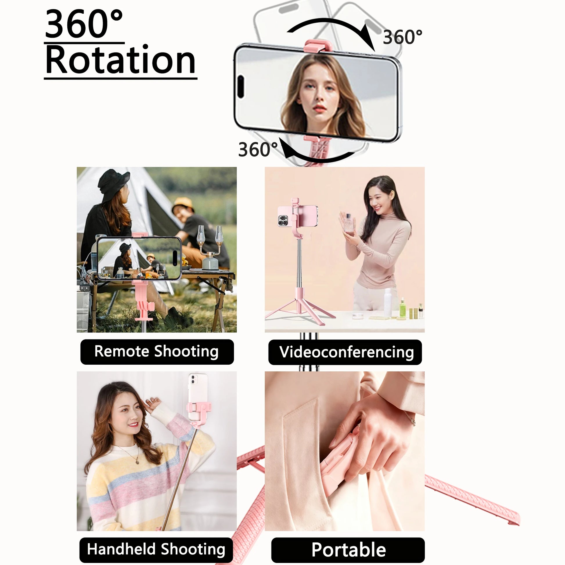 Aluminum Selfie Stick Tripod With Fill Light & Remote