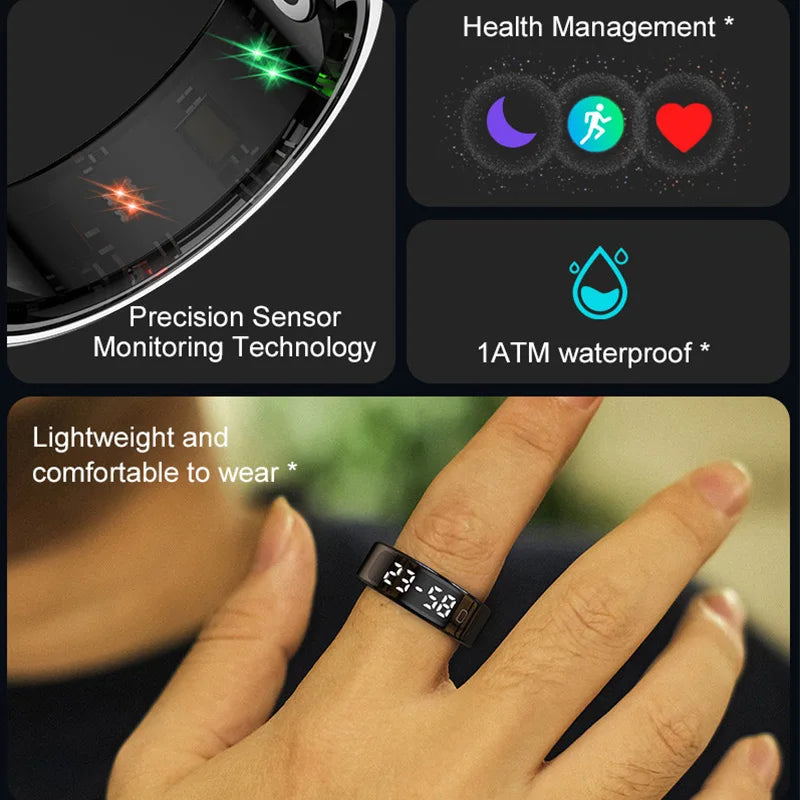 Smart Fitness Ring With LED Screen And Health Tracking