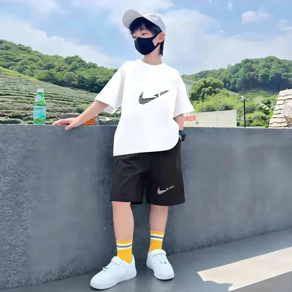 Kids Summer Short Sleeve T-Shirt and Shorts Set