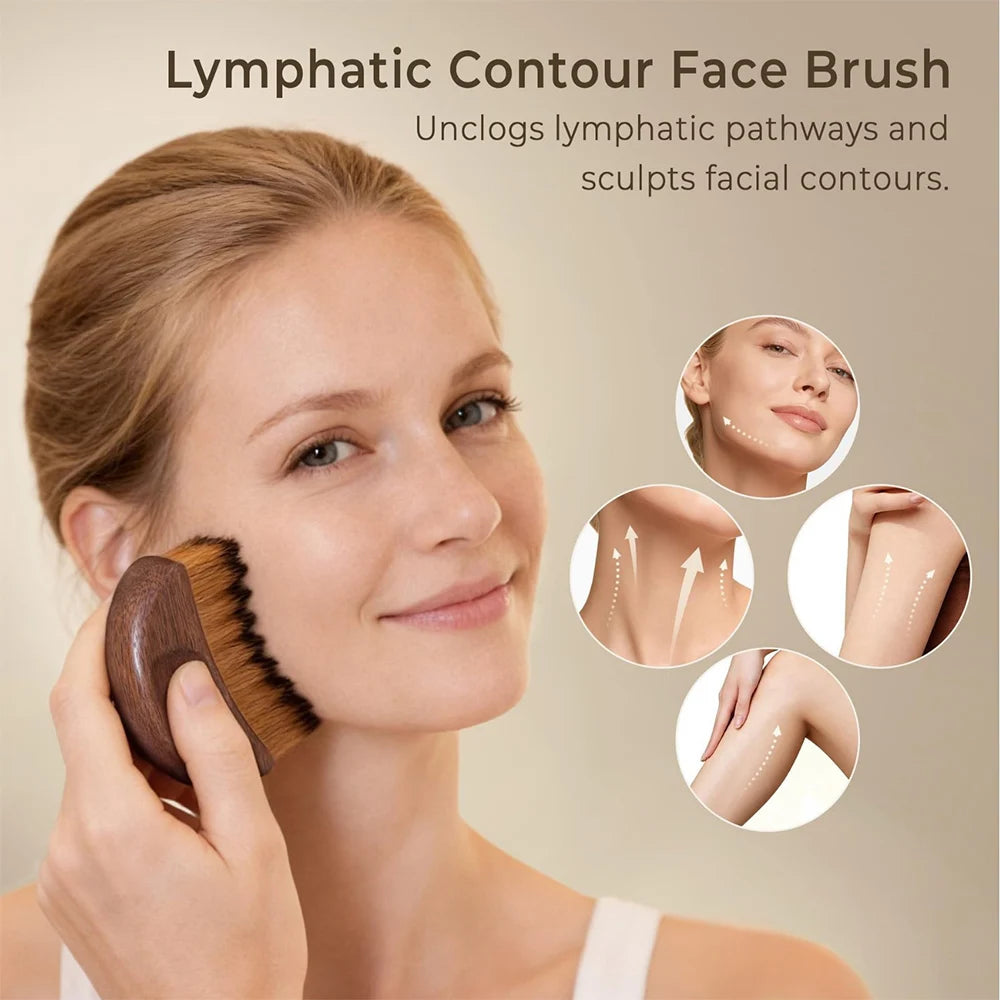 Wooden Facial Gua Sha Massager Brush For Lymphatic Drainage