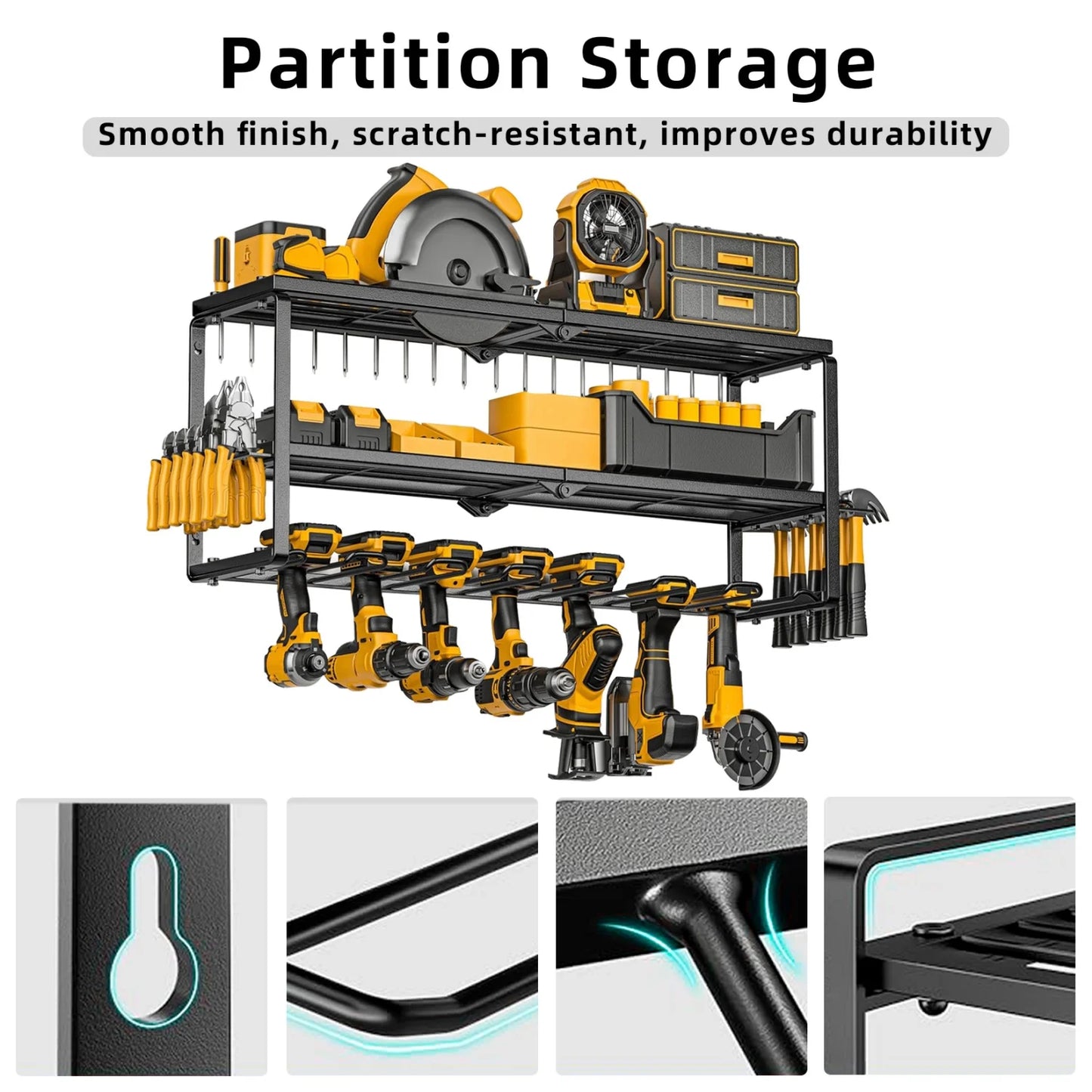 Metal Power Tool Storage Rack Wall Mount Organizer Shelf