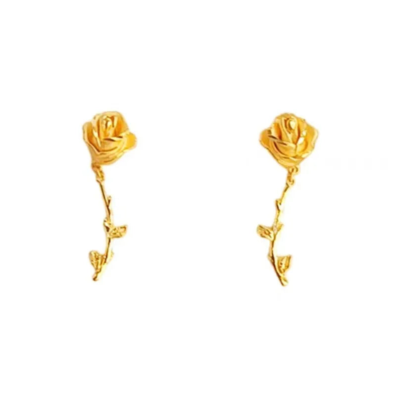 24K Pure Gold Rose Jewelry Set for Women