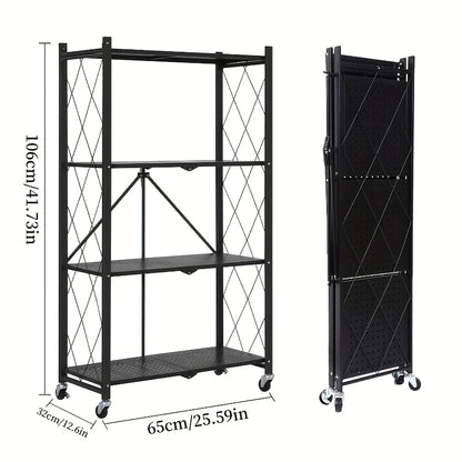 Foldable Metal Storage Shelving Unit with Wheels