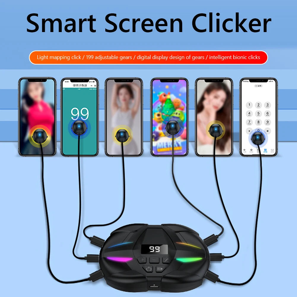 Phone Auto Clicker With Digital Display – Silent RGB Tapping