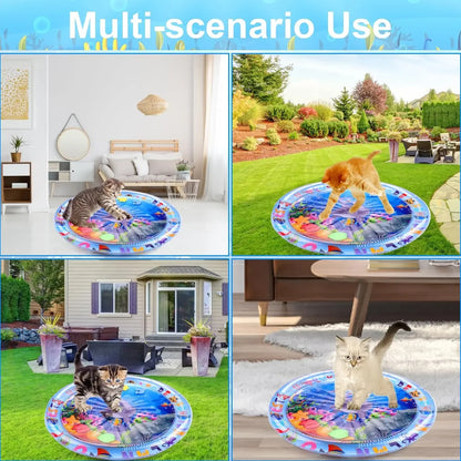 Inflatable Water Play Mat for Pets with Floating Toys