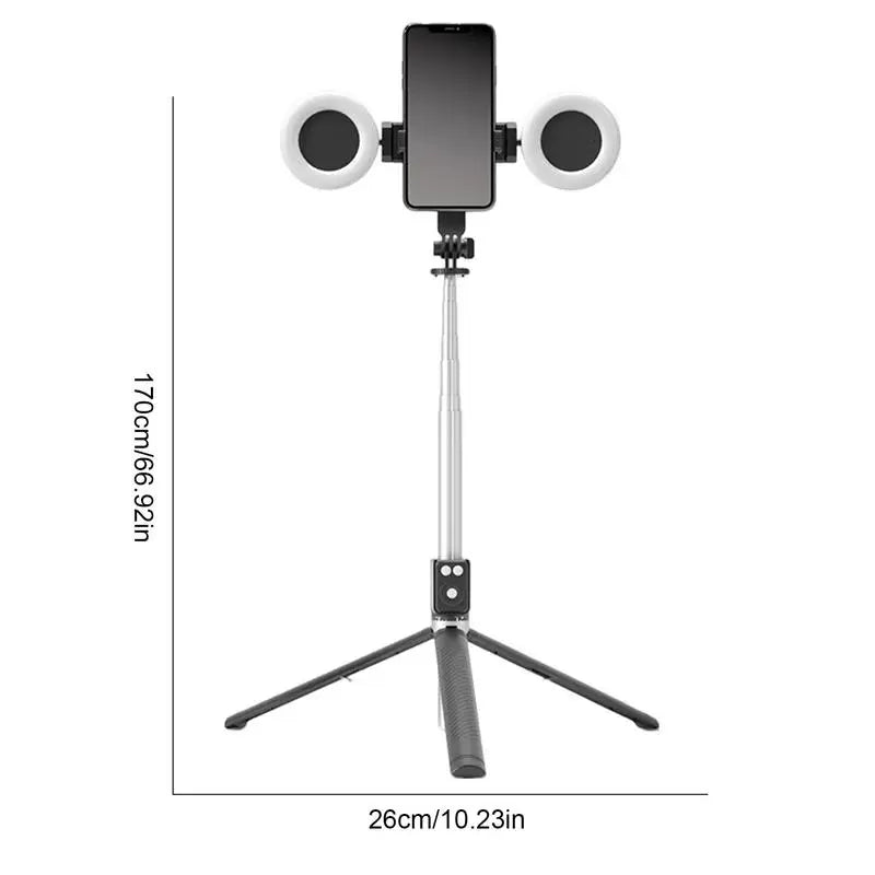 6-in-1 Selfie Stick Tripod with Dual Lights and Remote
