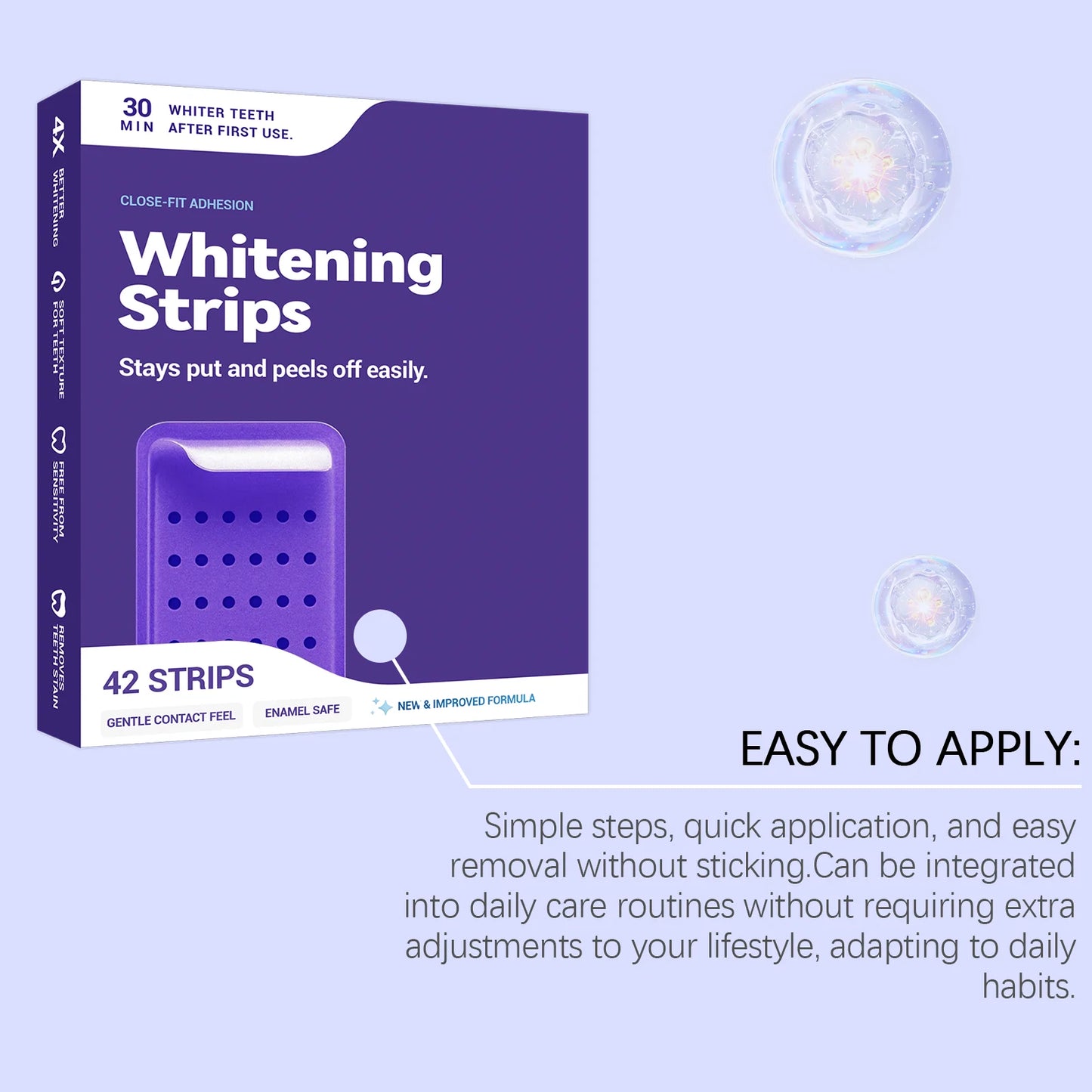 Purple Teeth Whitening Strips – Fresh Breath & Stain Removal - EverGrowMarkeplace