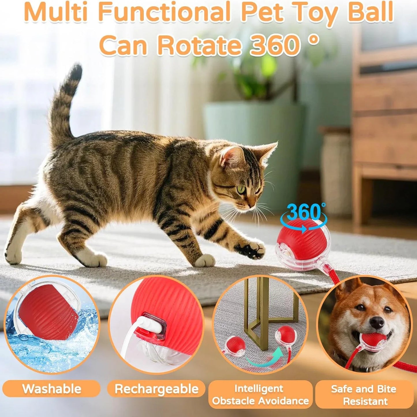 Interactive Auto-Rolling Cat Ball Toy – Rechargeable Sound