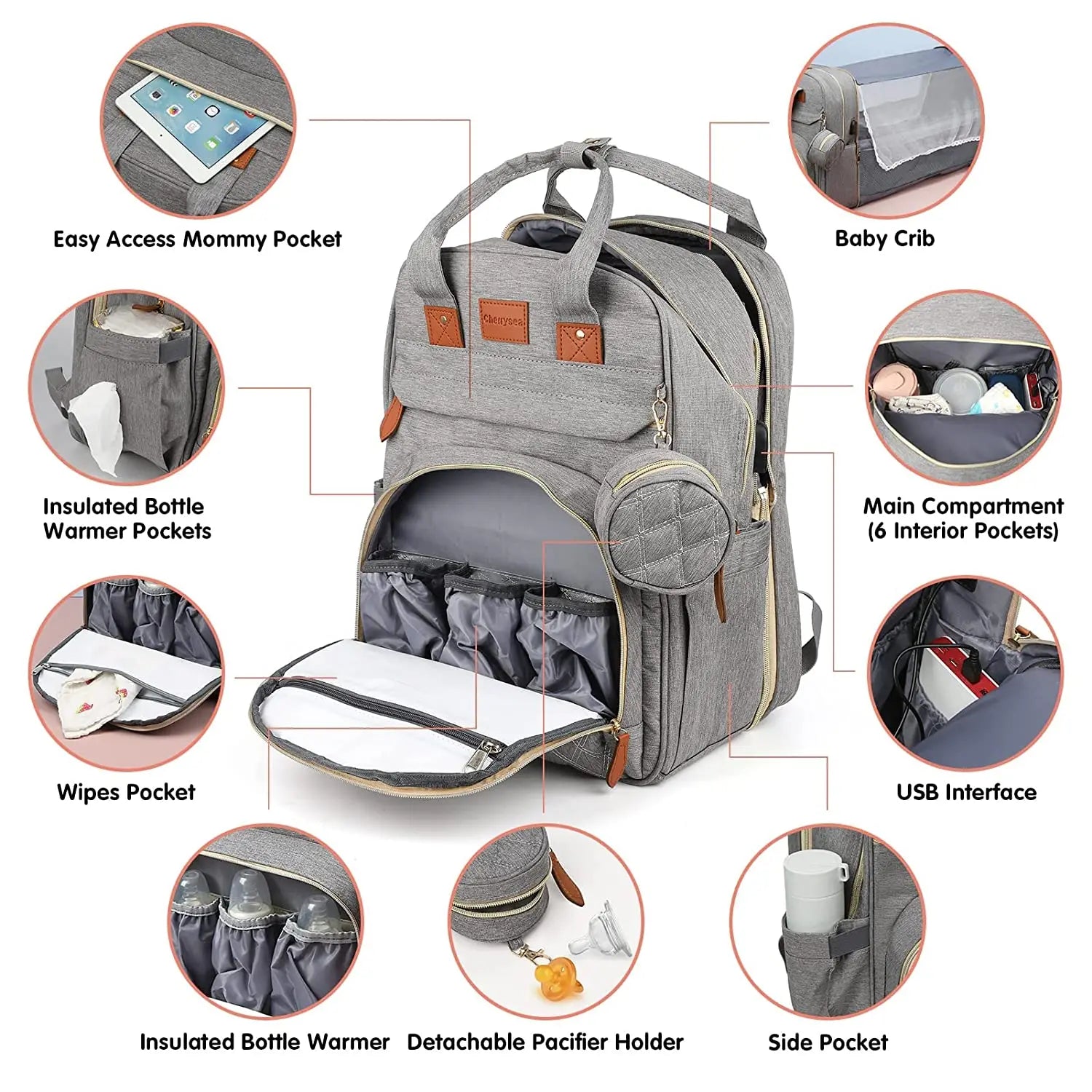 3-in-1 Diaper Bag Backpack with Foldable Baby Bed - EverGrowMarkeplace